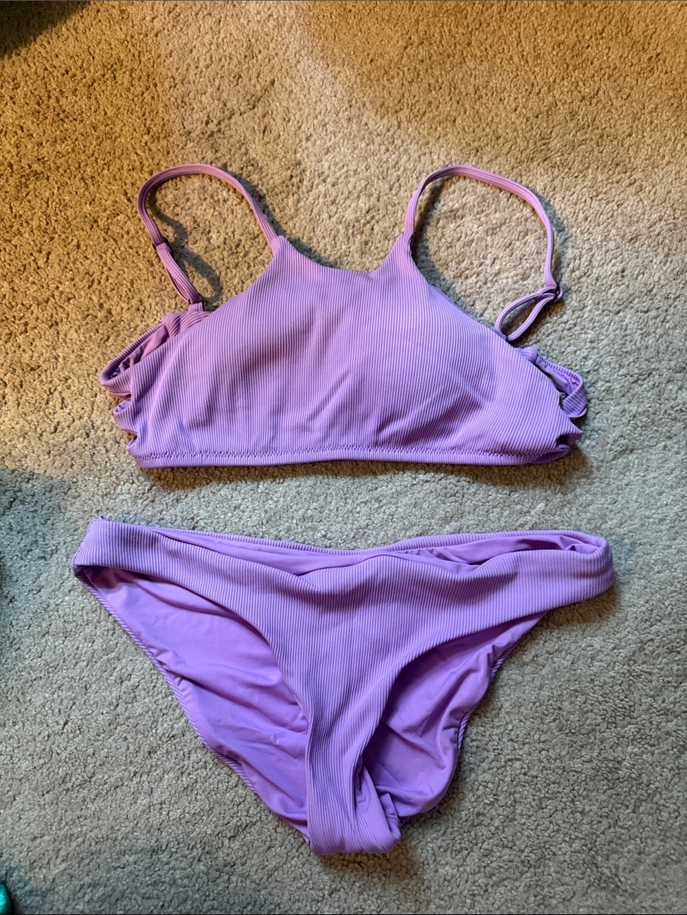 BECCA Lilac Ribbed Bikini Set